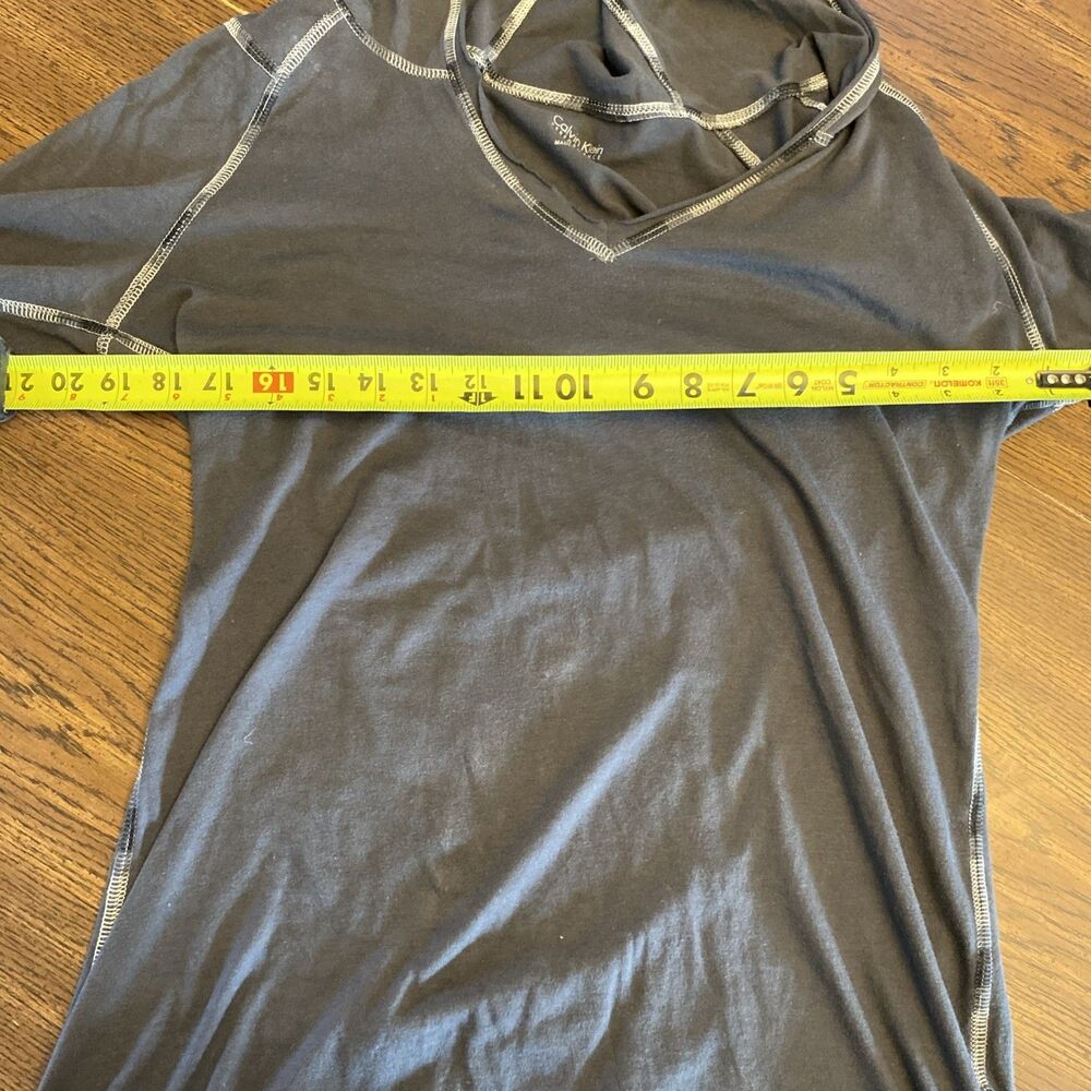 Calvin Klein Women’s Long Sleeve Hooded Shirt Grey V Neck Performance Quick Dry - Picture 8 of 9